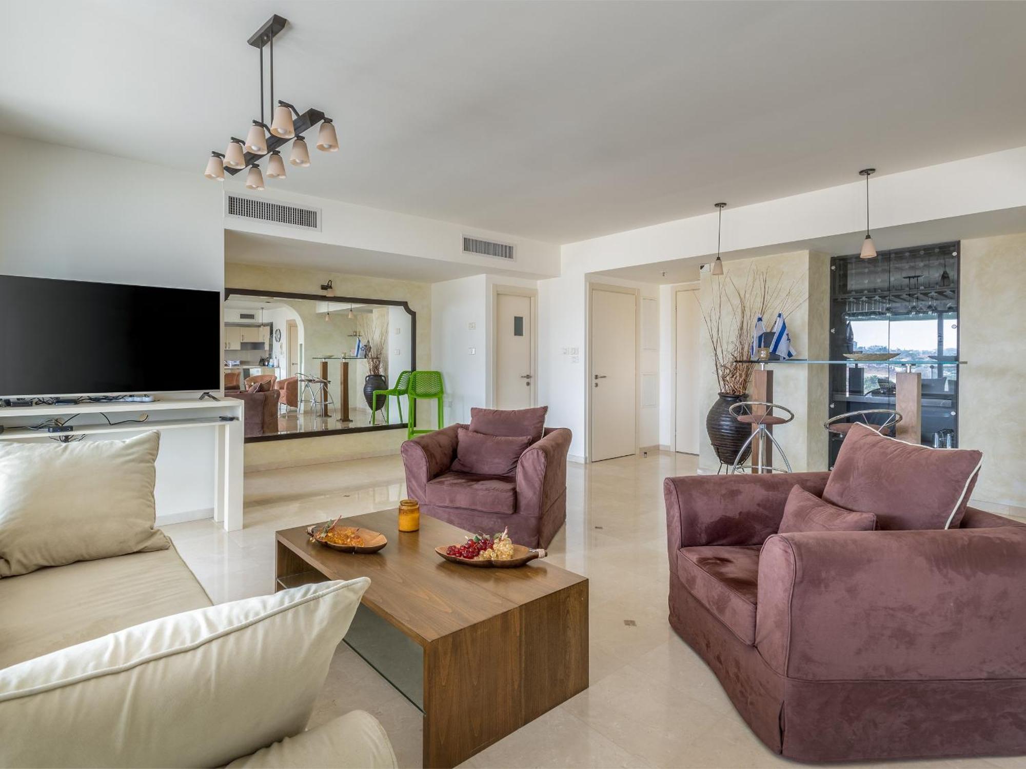 Front Of Beach Next Ritz Hotel - 3 Bedroom& 3 Bathroom Herzliya Phòng bức ảnh